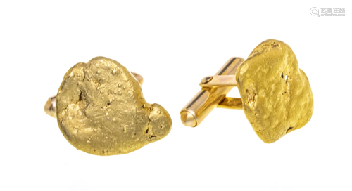 14KT YELLOW GOLD NUGGET CUFFLINKS, .61 TR OZ.