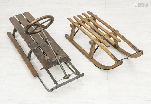 AMERICAN WOOD AND METAL SLEDS, EARLY TO MID 20TH C