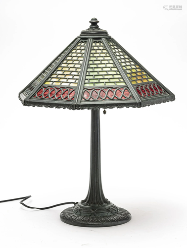 AMERICAN SLAG GLASS TABLE LAMP C 1900 H 21