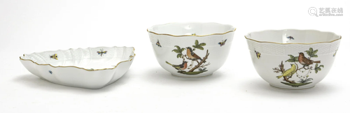 HEREND 'ROTHSCHILD BIRD' PORCELAIN DISH & BOWLS