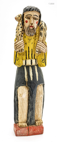 FOLK ART, POLYCHROME WOOD FIGURE