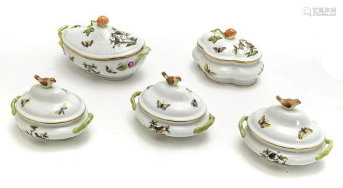 HEREND 'ROTHSCHILD BIRD' PORCELAIN COVERED DISHES