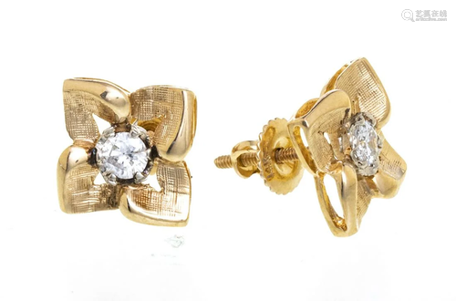 GOLD & DIAMOND EARRINGS .09 TR OZ.