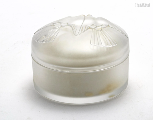 LALIQUE CRYSTAL COVERED DRESSER JAR/PUFF