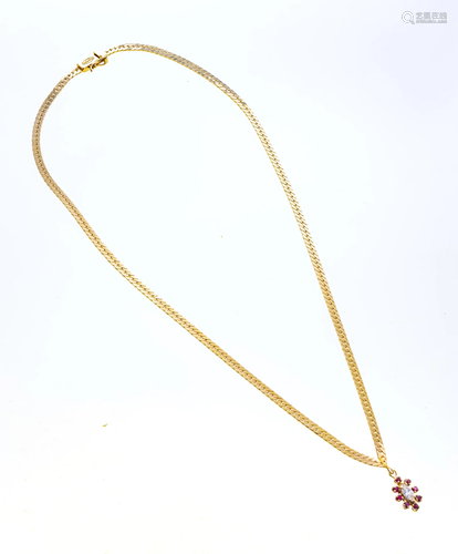 14KT GOLD, RUBY, & DIAMOND NECKLACE L 16