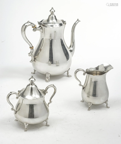 PREISNER STERLING SILVER COFFEE SET 3 PCS 30 TO