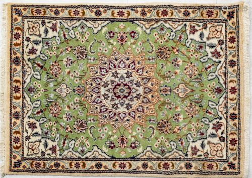 PERSIAN NAIN HANDWOVEN WOOL AND SILK RUG