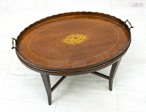 MAHOGANY AND SATINWOOD TRAY C 1810 ON LATE…