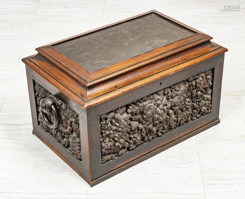 CARVED MAHOGANY WINE CELLAR, 1852, H 18