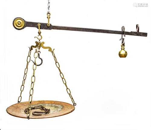 ITALIAN BRASS AND IRON BALANCING SCALE