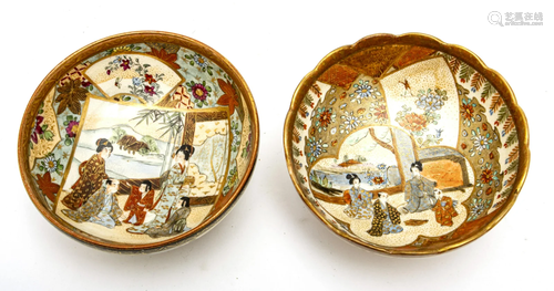 JAPANESE SATSUMA EARTHENWARE BOWLS, C. 1900