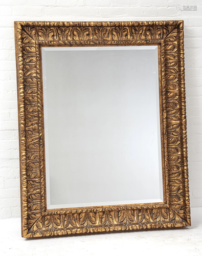 GILT WOOD BEVELED LARGE MIRROR, H 63