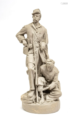 JOHN ROGERS PAINTED PLASTER FIGURAL