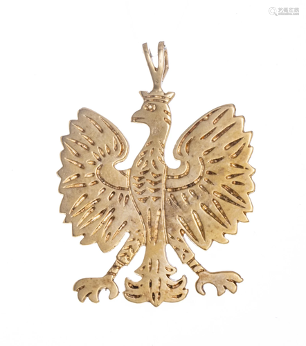 14KT EAGLE DROP PENDANT H 1 1/4