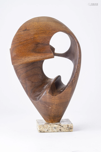 LESLIE SCRUGGS, MODERN CARVED WALNUT SCULPTURE