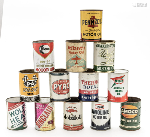 VINTAGE PETROLIANA, METAL OIL AND ANTI-FREEZE CANS