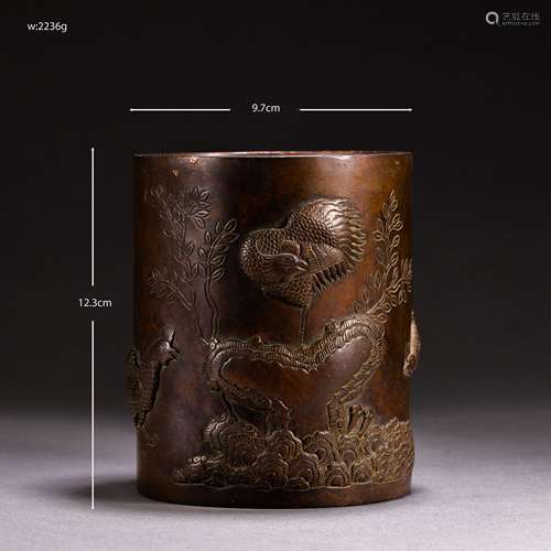 Qing Dynasty of China
Copper pen holder