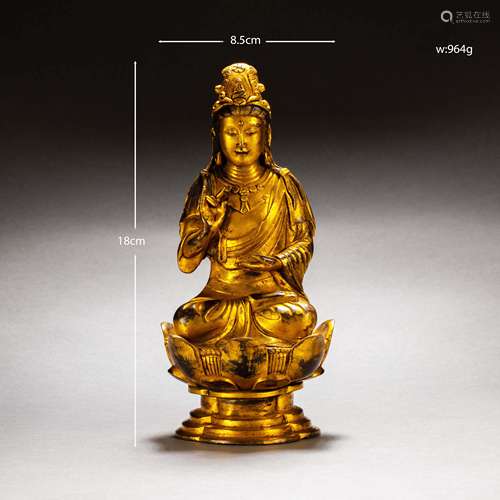 Liao Dynasty of China
Gilt bronze statue of Guanyin Buddha