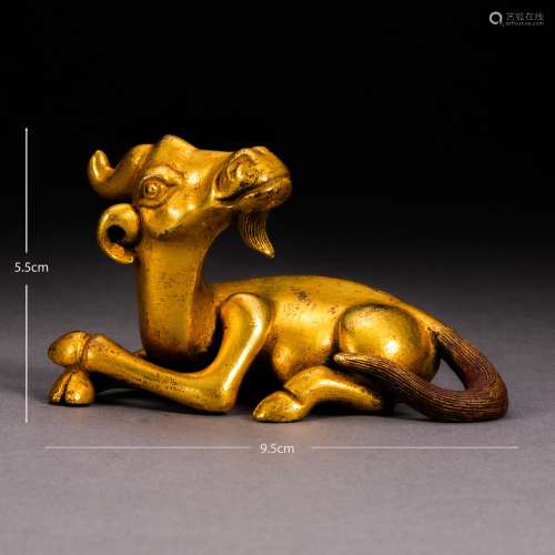 Tang Dynasty of China
Gilt bronze  looking back on sheep pap...