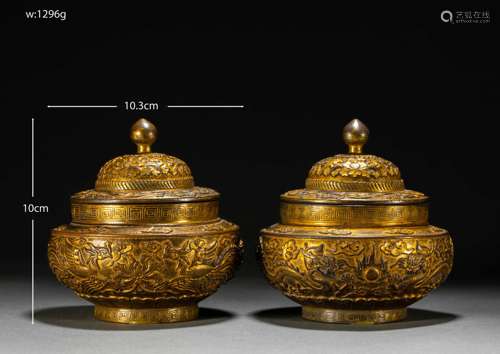 Qing Dynasty of China
Qianlong bronze clay jar with gold lid