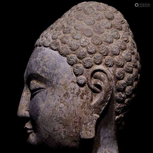 Chinese Han Dynasty bluestone buddha head