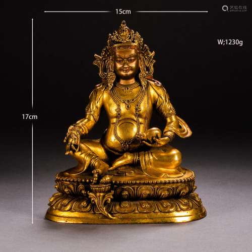 Qing Dynasty of China
Gilt bronze statue of God of Wealth