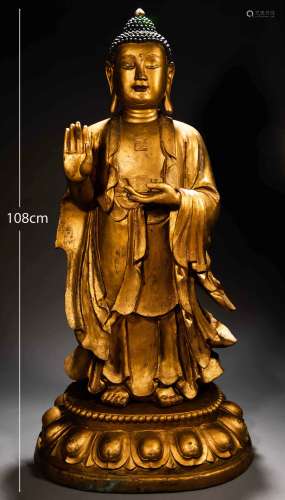 Qing Dynasty of China
Bronze and gold Buddha statue of Sakya...