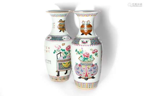 Two polychrome ceramic vases. China 20th century