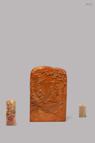 Three soapstone seals, China, Qing dynasty