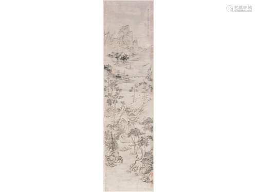 Print depicting landscape, 19th century China, with inscript...