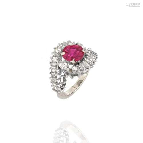 Ruby, Diamond and Platinum Ring