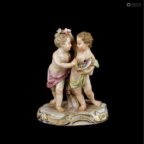 19th C. Meissen Putti Couple