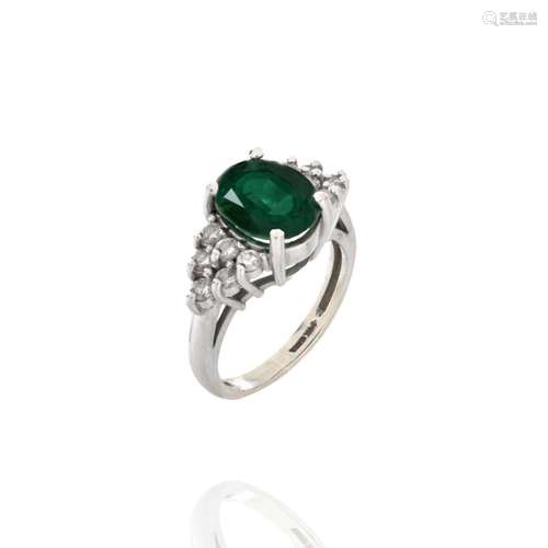 Diamond Emerald and 14K Ring