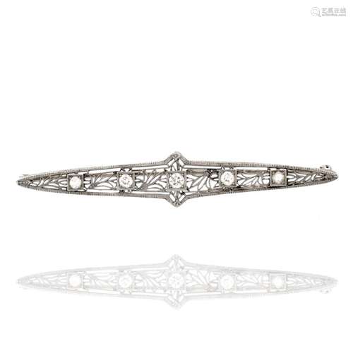 Art Deco Diamond and Platinum Brooch