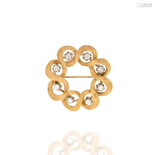 Diamond and 14K Brooch