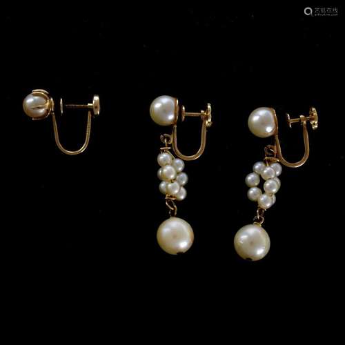 Pearl and 14K Earrings