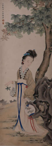 CHINESE FEMALE PAINTING SHI ZHOU MARK