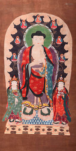 CHINESE DHARMA-TEACHING PAINTING ON SILK ANONYMOUS