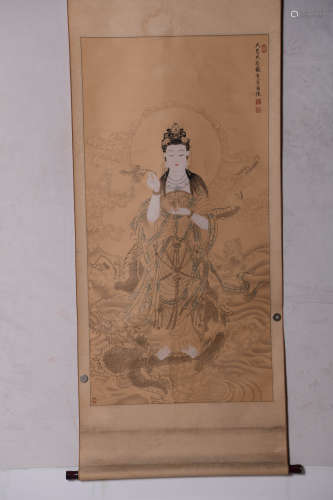 CHINESE GUANYIN PAINTING MA YULIN MARK