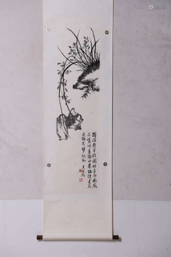 CHINESE ORCHID AND STONE PAINTING WUCHANGSHUO MARK