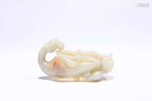 WHITE JADE GOOSE-FORM WATER POT