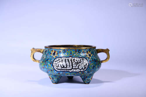 CLOISONNE ENAMEL ARABIC PATTERN CENSER