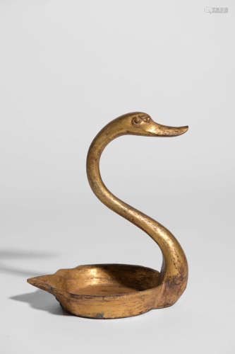 GILT-BRONZE SWAN SHAPED LAMP