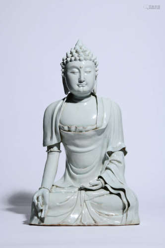 WHITE GLAZED STATUE OF BUDDHA