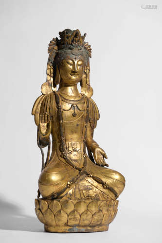 GILT-BRONZE STATUE OF GUANYIN