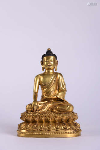 GILT-BRONZE STATUE OF SHAKYAMUNI