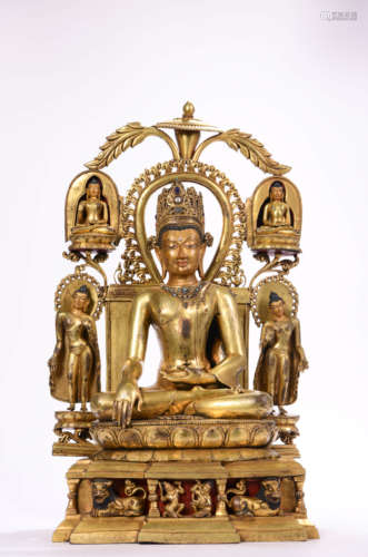 GILT BRONZE STATUE OF AKSOBHYA