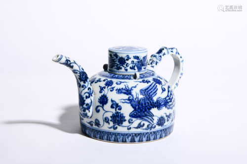 BLUE AND WHITE PHOENIX EWER