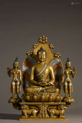 GILT-BRONZE BUDDHA SHAKYAMUNI