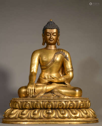 GILT-BRONZE STATUE OF SHAKYAMUNI